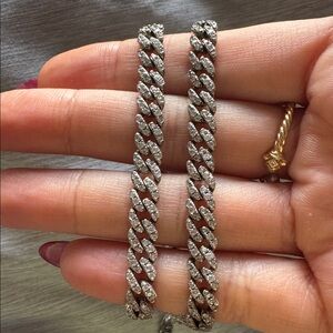 Silver Chain Necklace and Bracelet with CZ